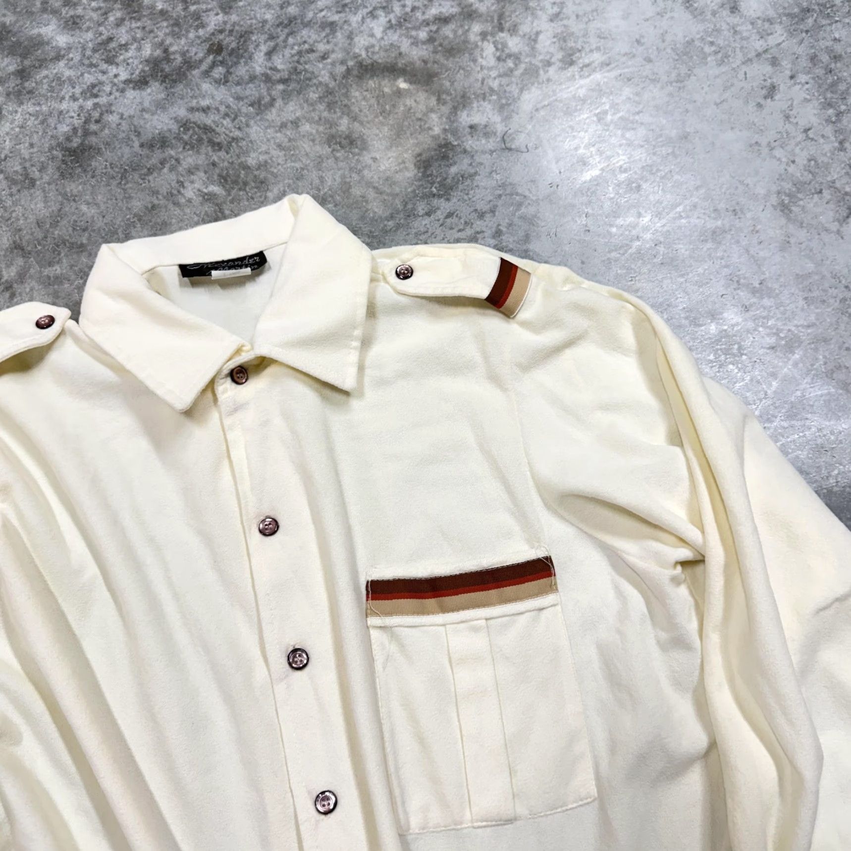 Epaulet VINTAGE Alexander Martin Shirt Mens LT White Military Epaulet Button Front Long Sleeve Size US L / EU 52-54 / 3 - 2 Thumbnail