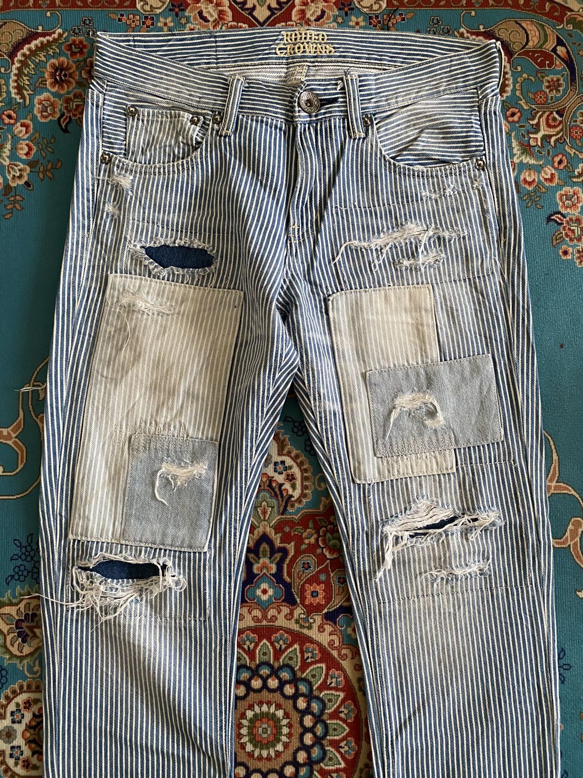 Japanese Brand Japanese Brand Rodeo Crowns DistressedPatchwork Design Denim Size US 30 / EU 46 - 4 Thumbnail