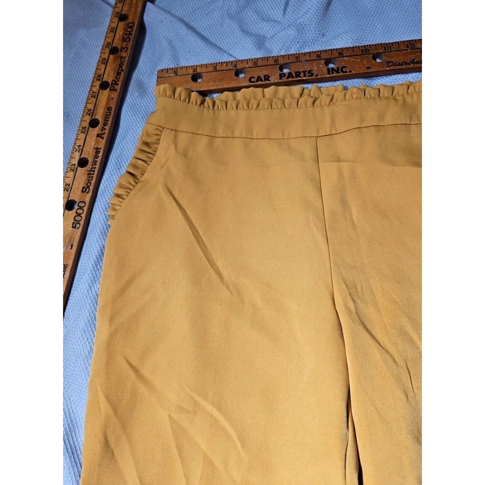 Vintage VINTAGE Flirtatious Young Contemporary Pants Womens Large Yellow Mustang Pull On Ruffle Size 36" / US 14 / IT 50 - 3 Thumbnail