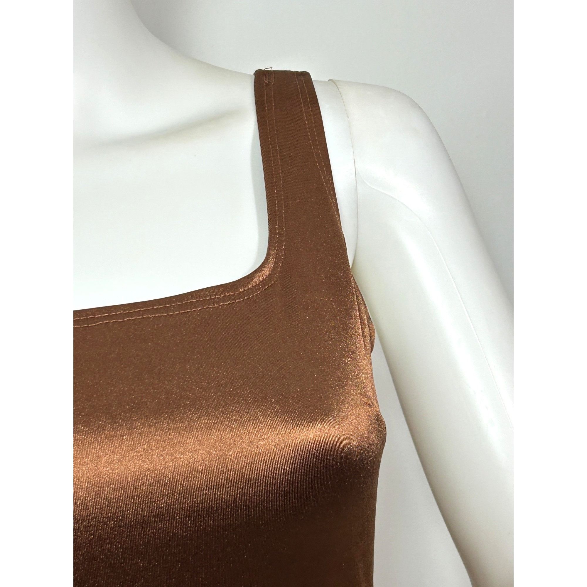Other Iris Bodycon Camisole Mini Dress Brown Satin Shimmery Look S Size S / US 4 / IT 40 - 11 Thumbnail