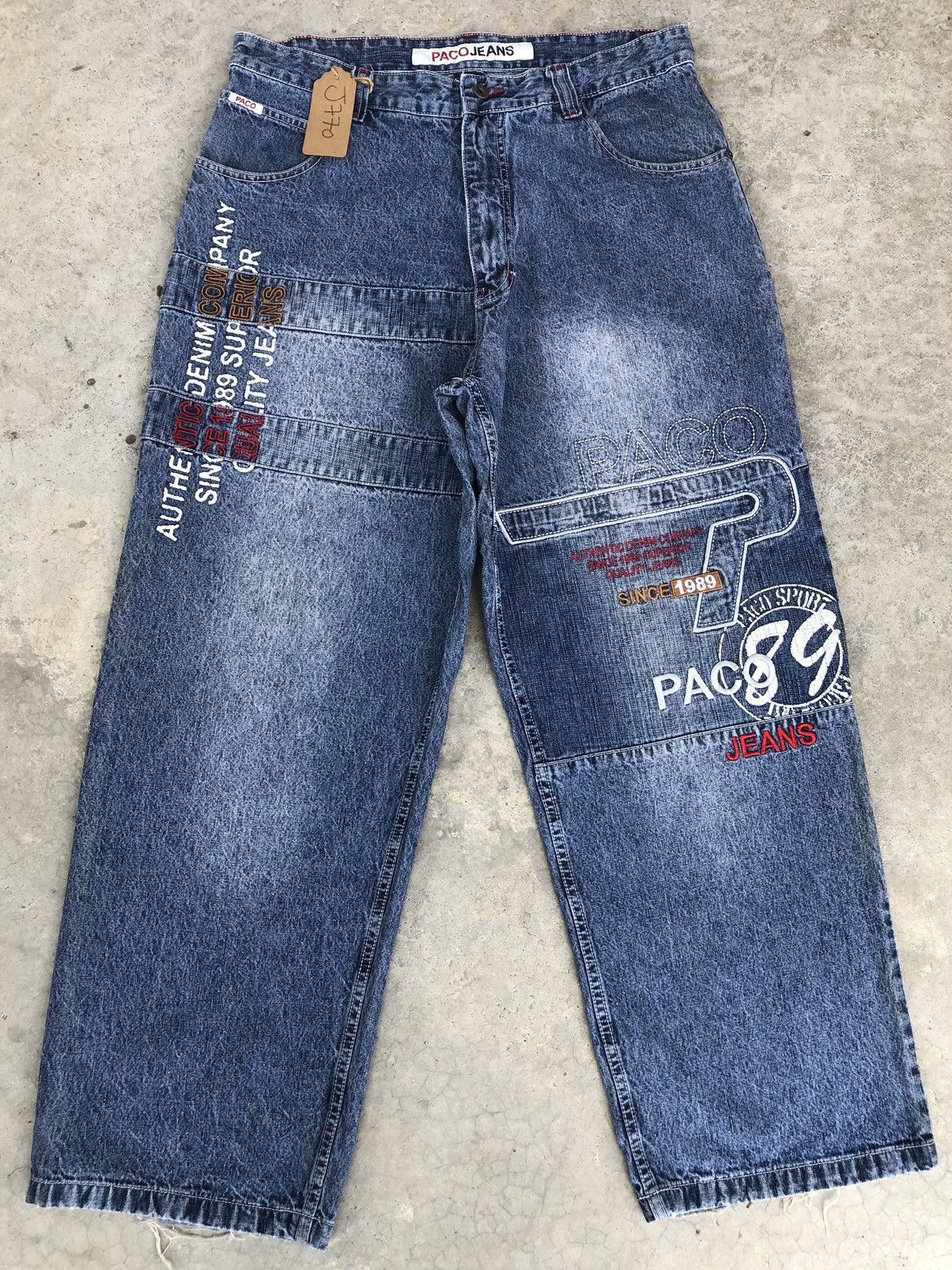 Japanese Brand Vintage Paco Embroidered Jeans Baggy Jeans Hip Hop Size US 36 / EU 52 - 1 Thumbnail