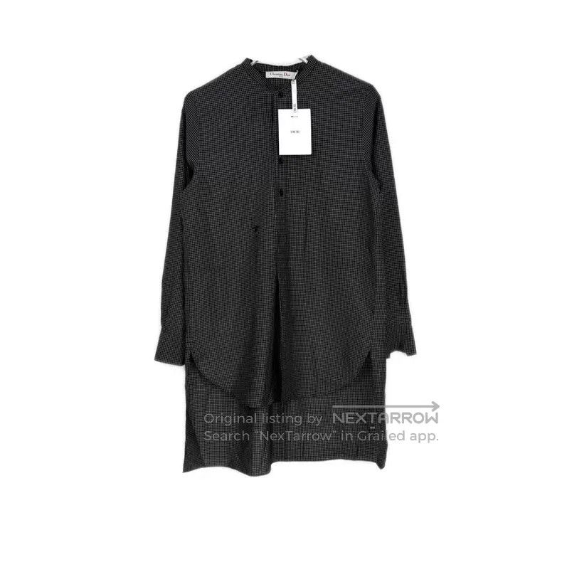 Dior Dior Black small plaid bee logo mulberry silk shirt Size XXS / US 00 / IT 34 - 1 Thumbnail
