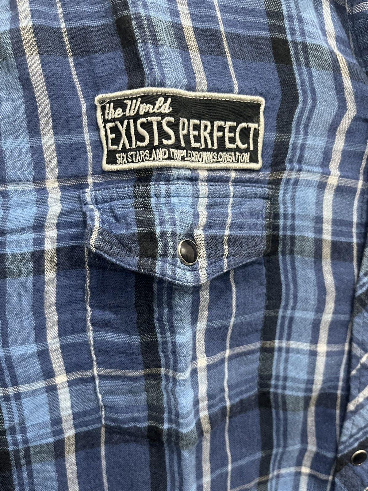 Japanese Brand Russ-K Japanese Flannel Poem The World Exist Perfect Size US XL / EU 56 / 4 - 4 Thumbnail