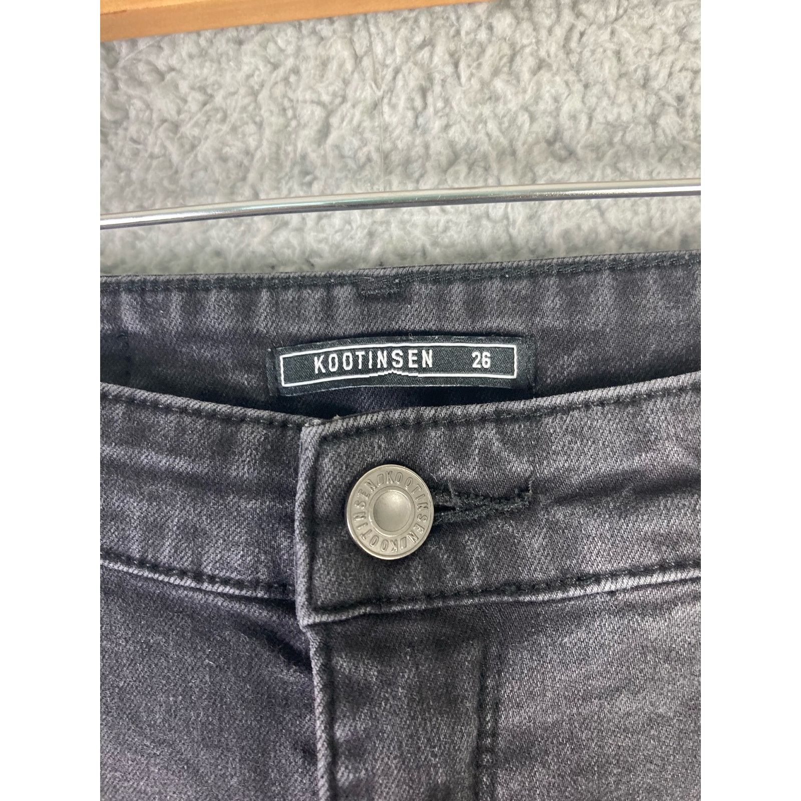 Other Kootinsen Women's Distressed Tapered Skinny Jeans Black 25 Size 25" / US 0 / IT 36 - 2 Thumbnail
