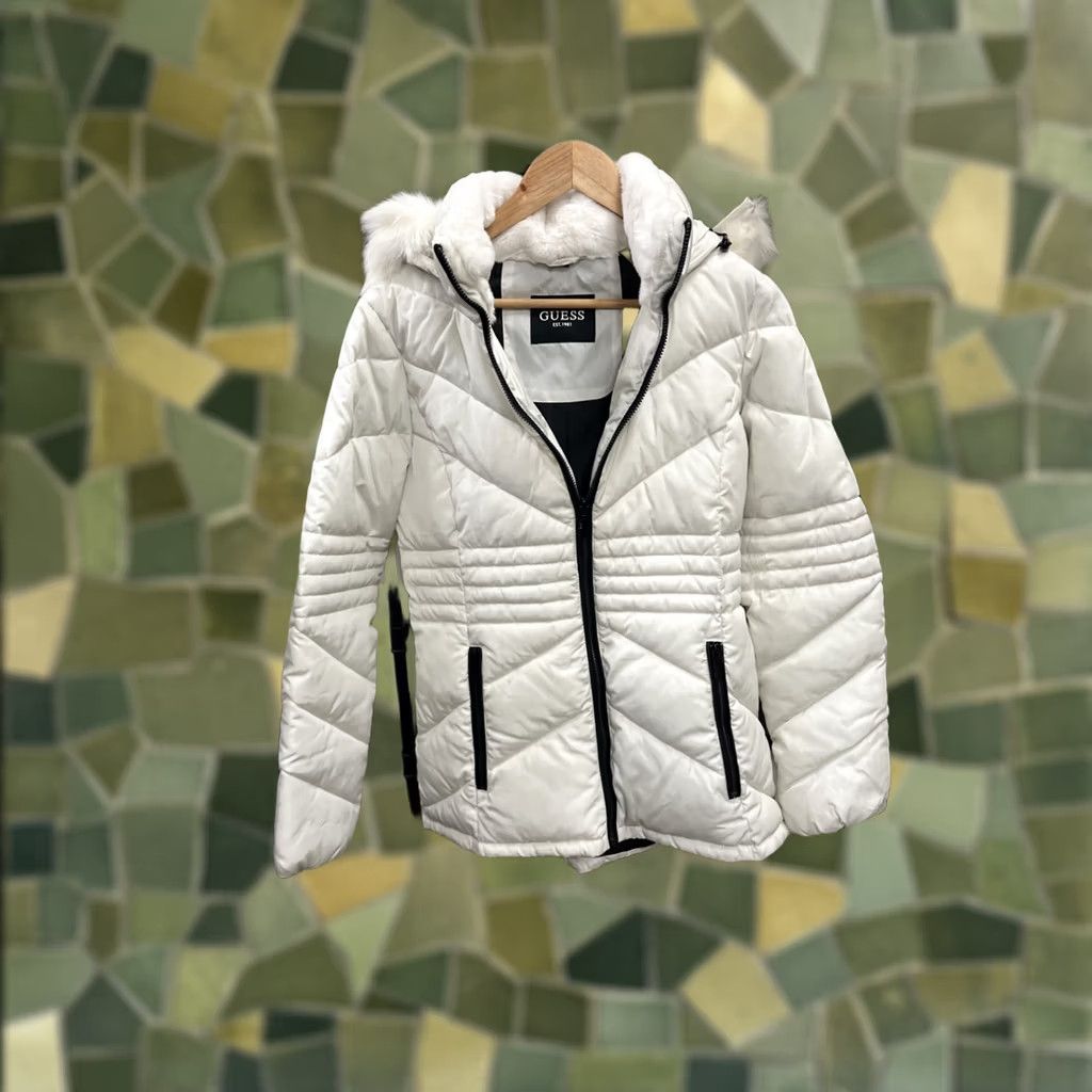 Guess GUESS Women's Puffer Jacket White S Midweight Jacket, Regular, Size S, Outer Shell Polyester, New with Tags Size S / US 4 / IT 40 - 1 Thumbnail