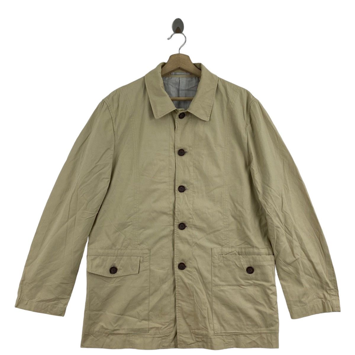 Vintage BRITISH KHAKI New York Button Up Cream Coat