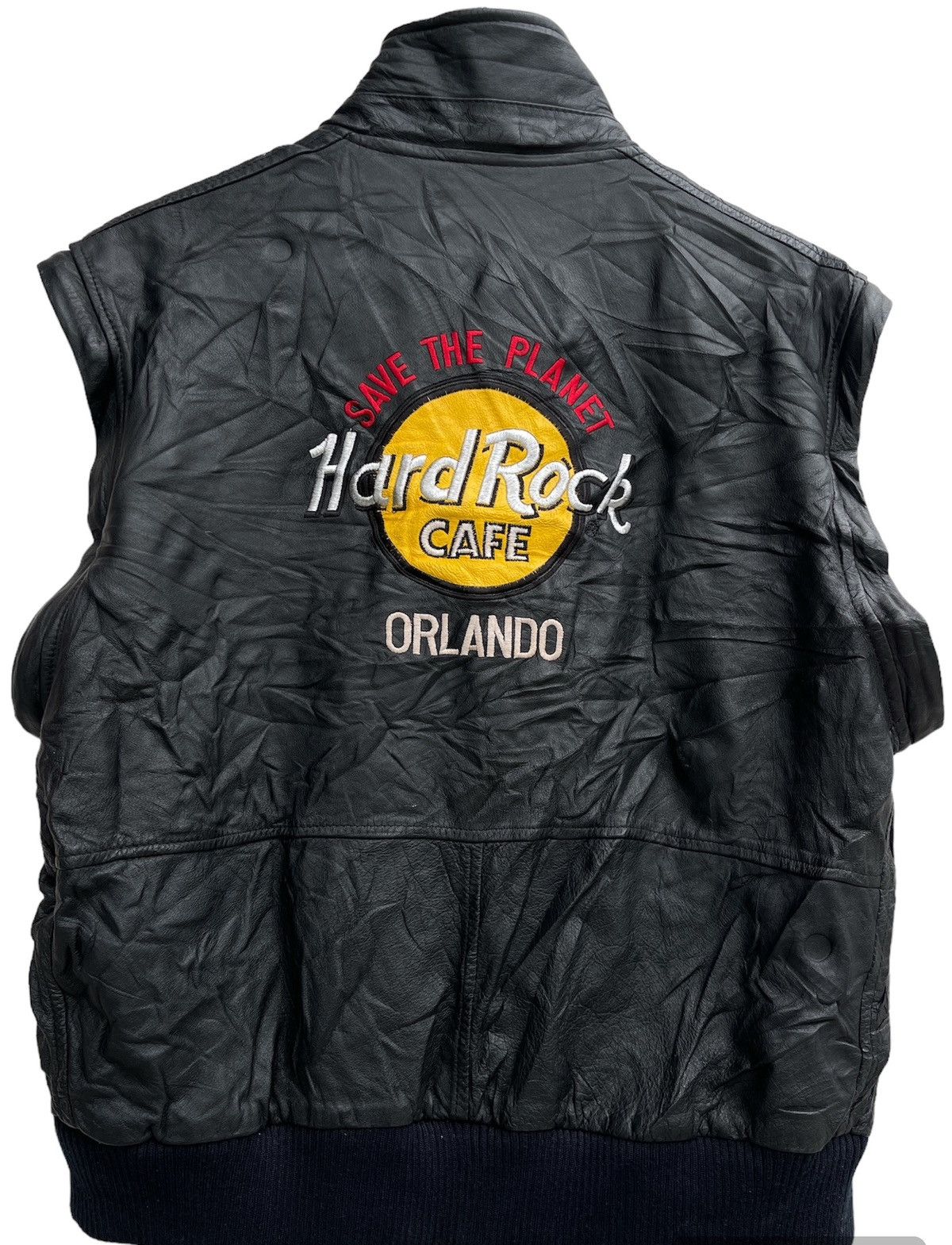 Hard Rock Cafe × Vintage Vintage HARD ROCK CAFE ORLANDO Genuine Leather Jacket Size US M / EU 48-50 / 2 - 2 Thumbnail