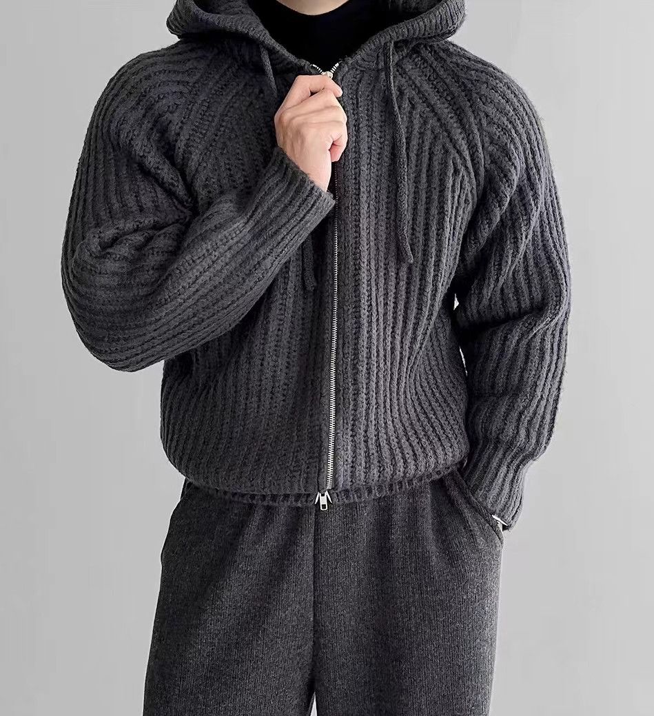 Japanese Brand Vintage Knit Thick Sweater Casual Hooded Jacket Coat Size US M / EU 48-50 / 2 - 1 Thumbnail