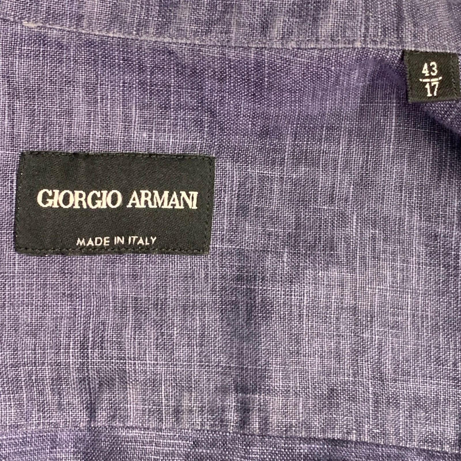 Giorgio Armani Blue Woven Linen Collarless Double Zipper Long Sleeve Shirt Size US L / EU 52-54 / 3 - 4 Thumbnail