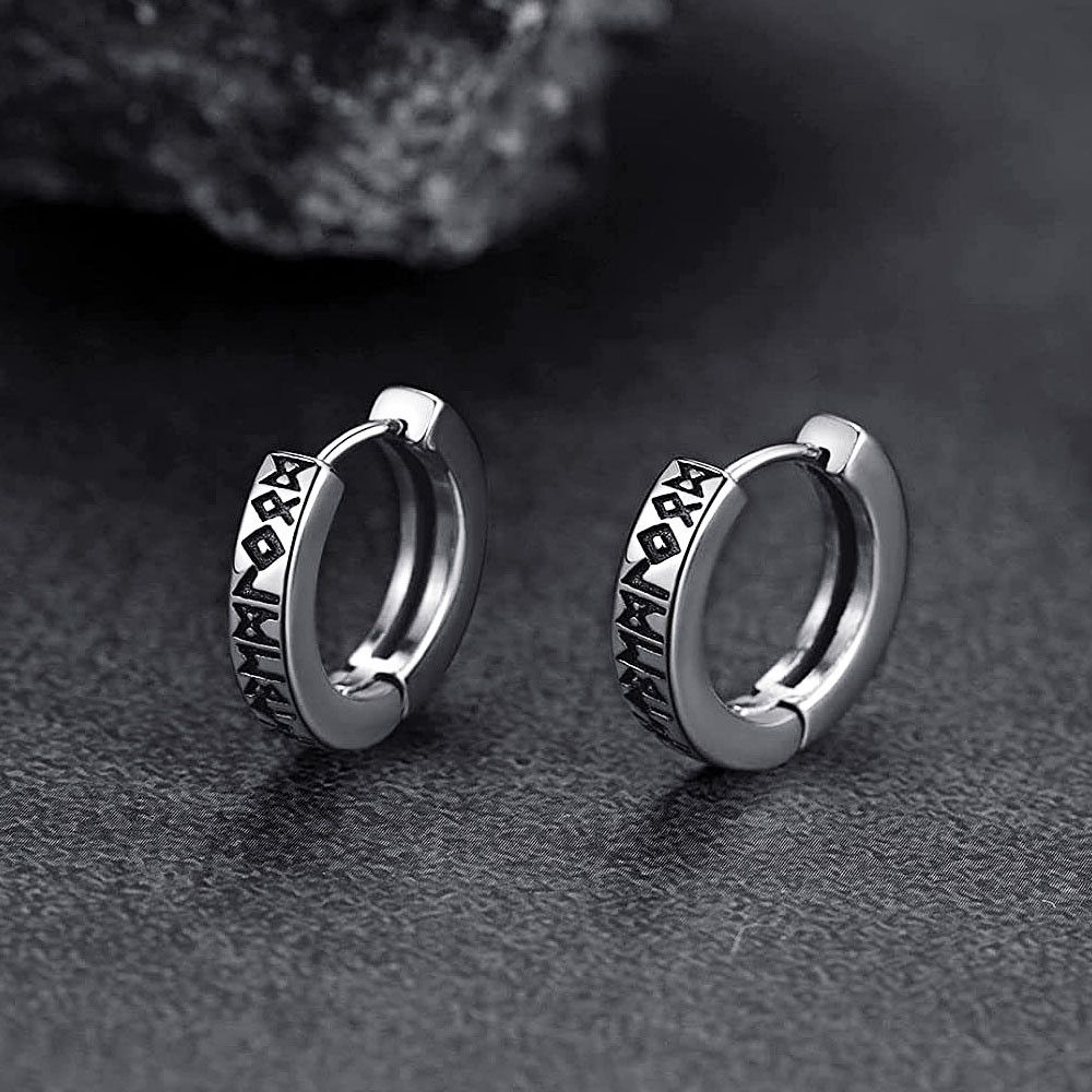 Designer × Jewelry Norwegian Viking Rune Hoop Earrings Size ONE SIZE - 1 Thumbnail