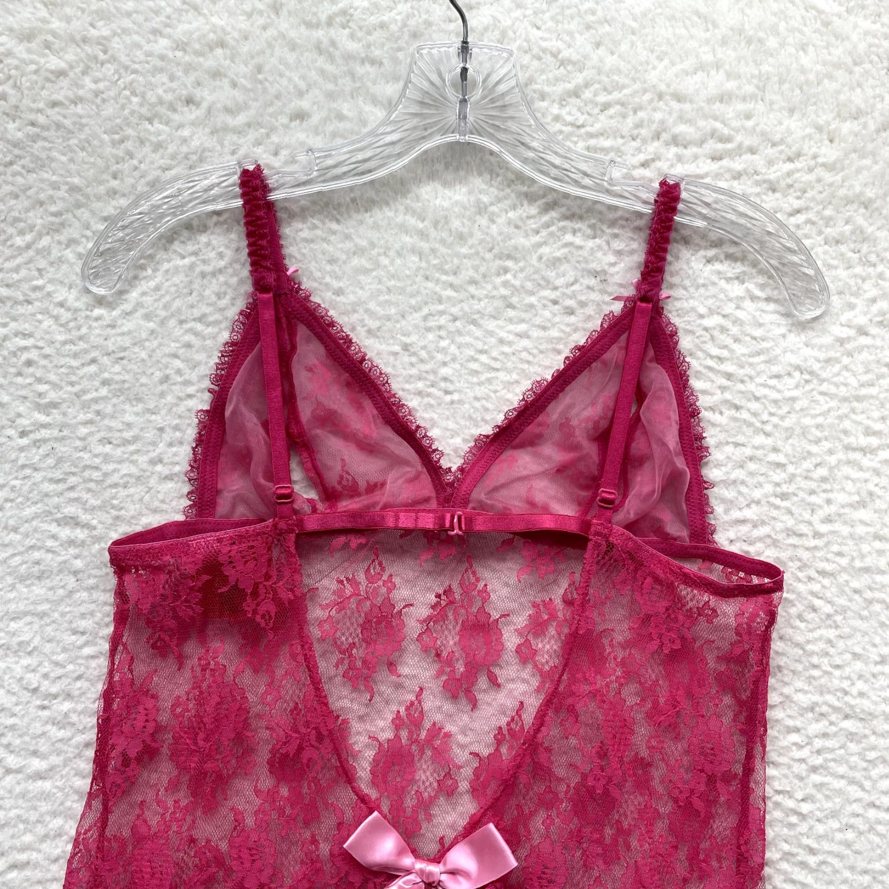 Victoria's Secret VINTAGE Victoria's Secret Slip Dress M Pink Lace Sheer Nipple Slit Sexy Size M / US 6-8 / IT 42-44 - 4 Thumbnail