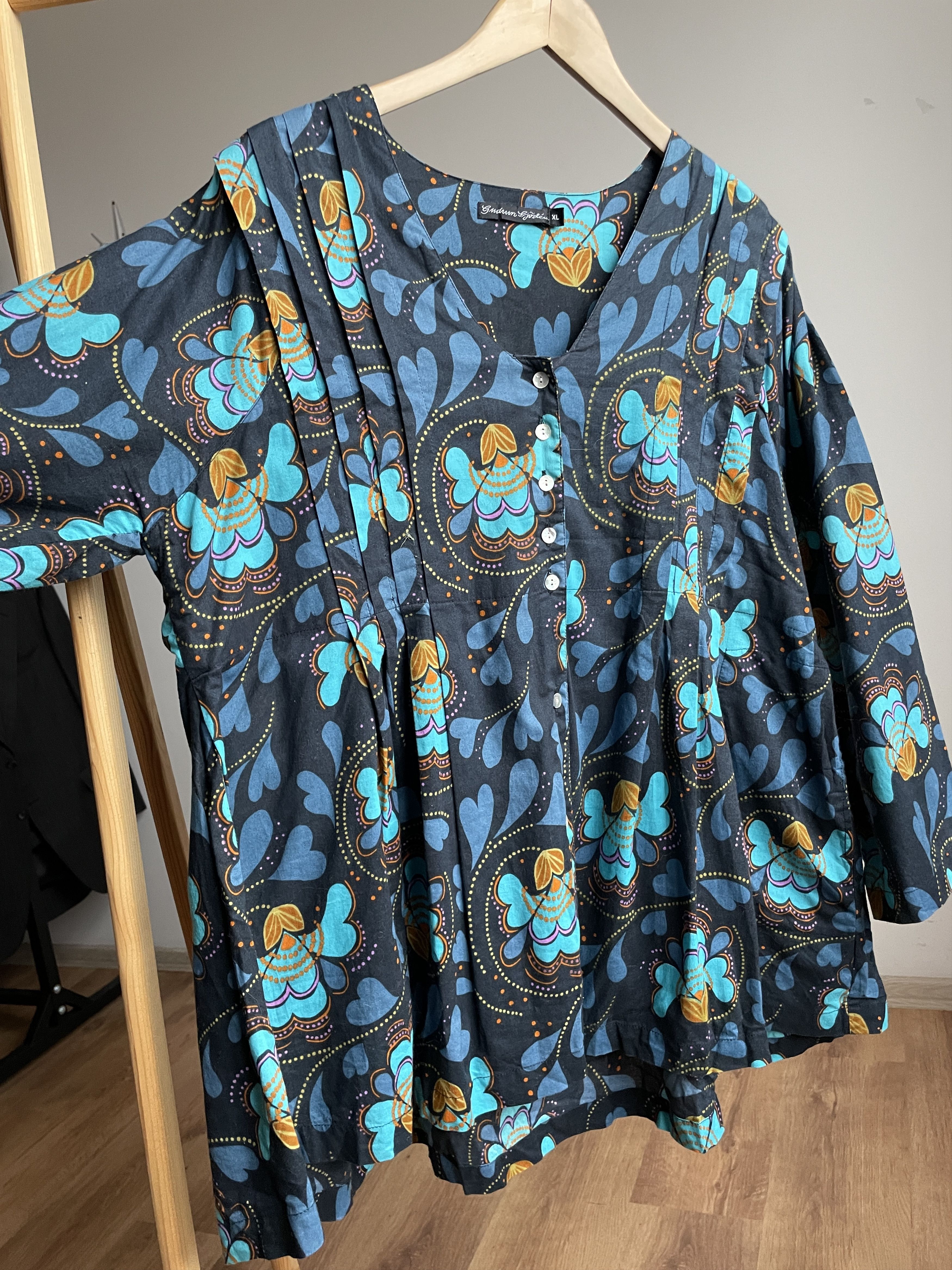Gudrun Sjoden Gudrun Sjoden Pleated Floral Cotton Tunic Dress Size XL Size XL / US 12-14 / IT 48-50 - 4 Thumbnail