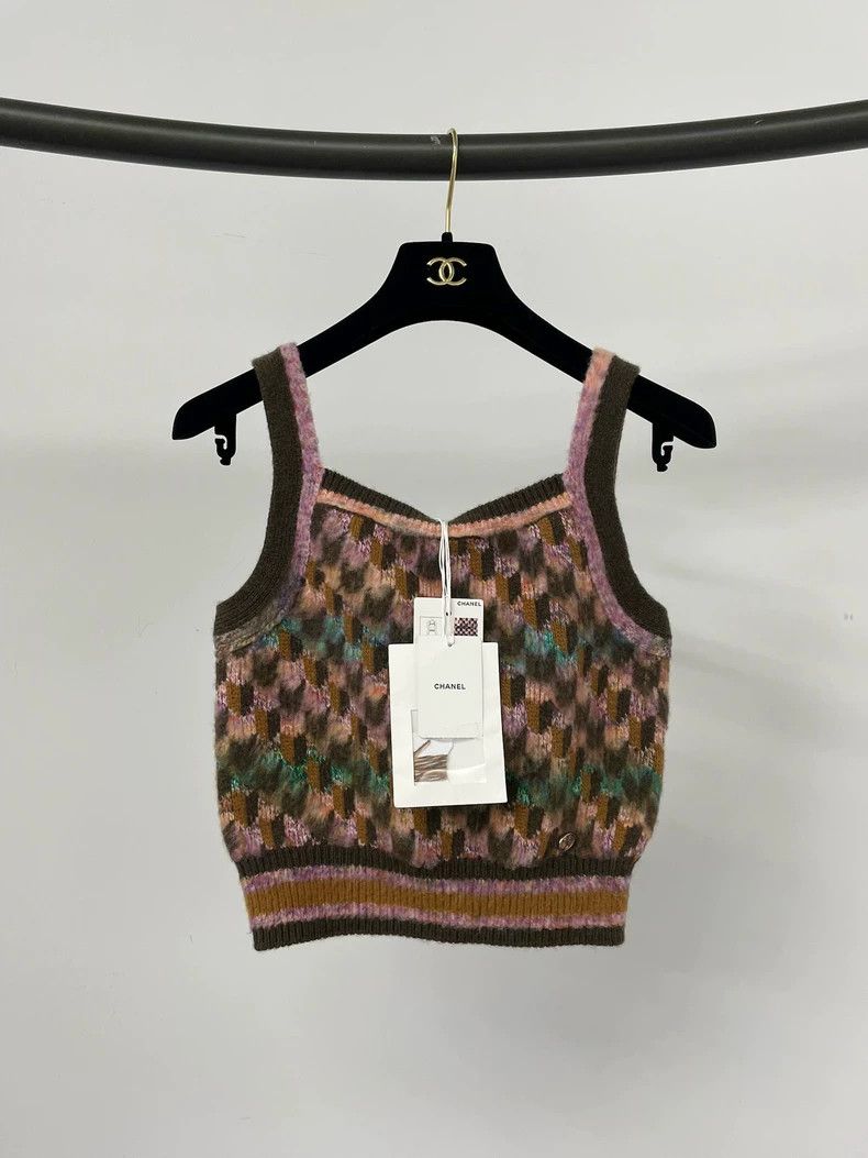Chanel Chanel Colorful plaid knitted suspender vest Size XS / US 0-2 / IT 36-38 - 1 Thumbnail
