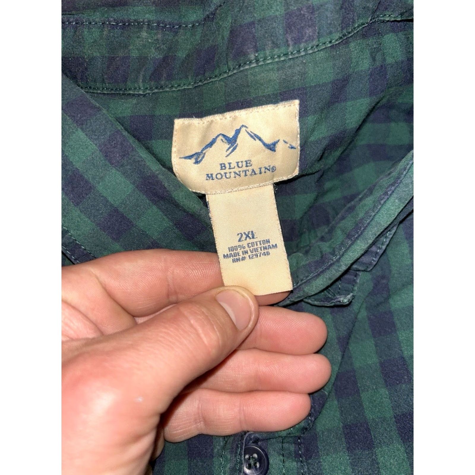 Vintage Blue mountain Long Sleeve Button Shirt Plaid Cotton Lightweight 2XL Mens Blue Green Size US XXL / EU 58 / 5 - 4 Thumbnail