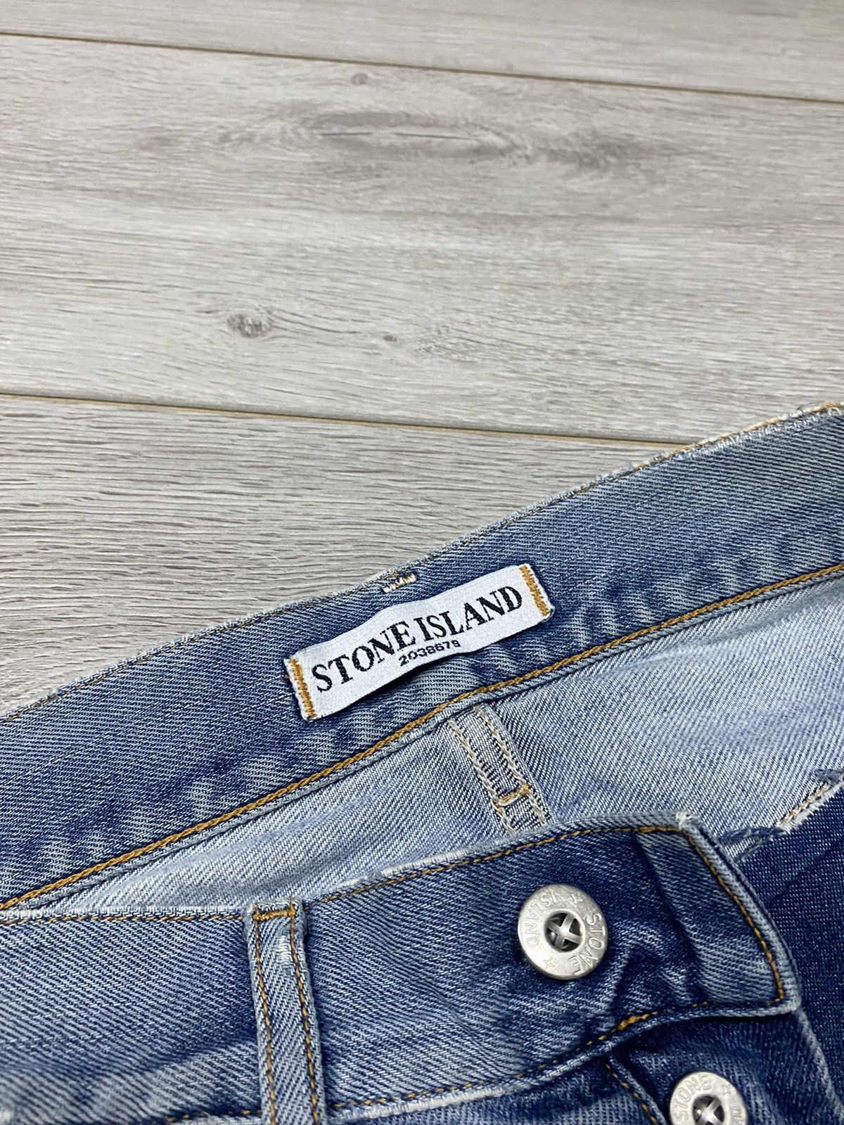 Vintage Stone Island badge distressed denim jeans Size US 32 / EU 48 - 3 Thumbnail