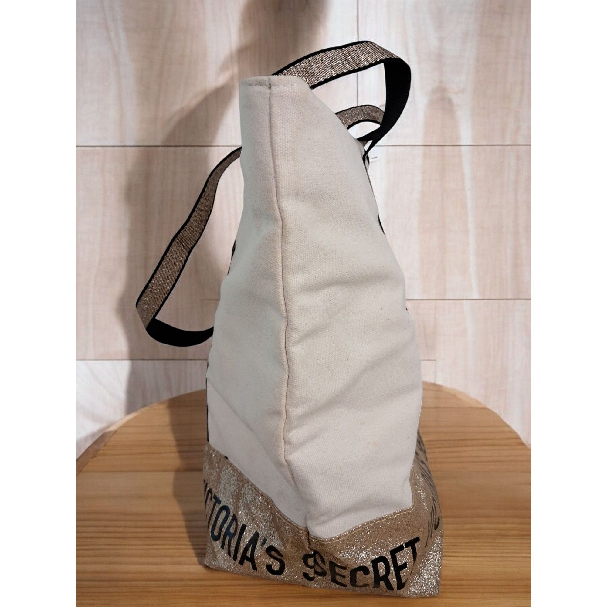 Victoria's Secret Victoria's Secret Sparkle Carryall Canvas Tote with Glittery Size ONE SIZE - 4 Thumbnail