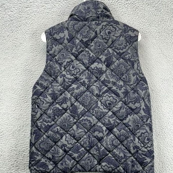 Vera Bradley Vera Bradley Paisley Puffer Vest Womens Large Grey Quilted Fur Lined Full Zip Vest Size L / US 10 / IT 46 - 2 Thumbnail
