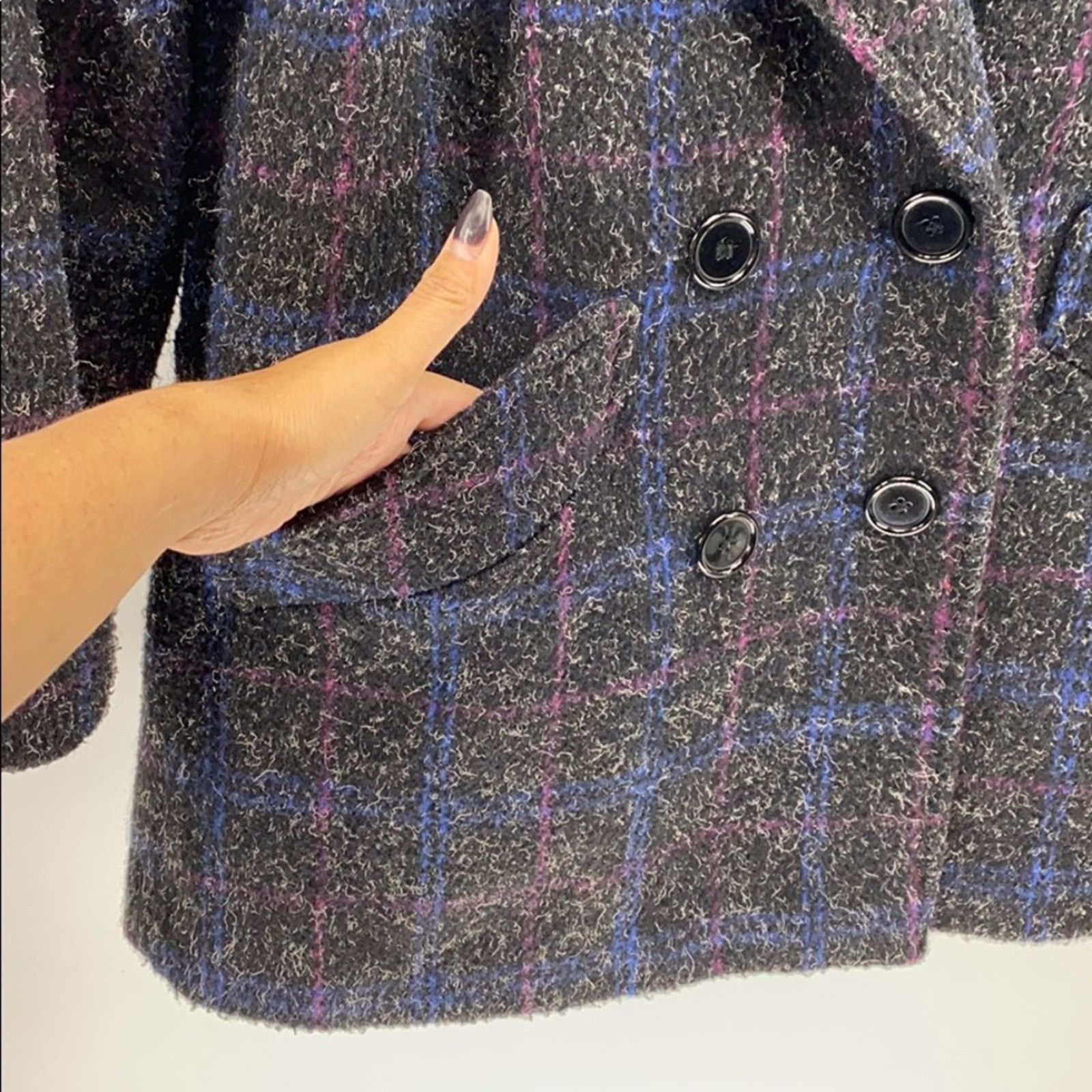 Vintage Vintage New York Girl boxy 80s windowpane marled wool Size L / US 10 / IT 46 - 2 Thumbnail