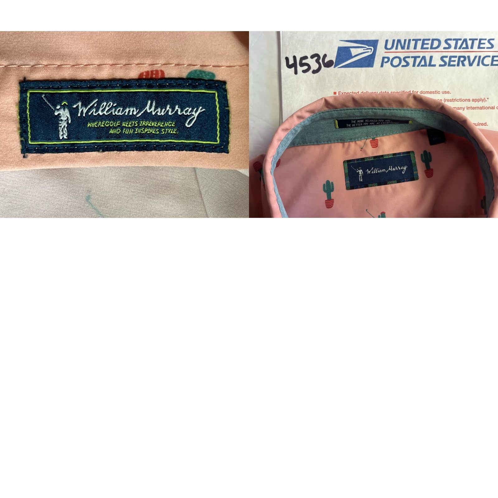 Pinko William Murray Shirt Mens M Golf Performance Button Arm Logo Short Sleeve Pink Polo Size US M / EU 48-50 / 2 - 8 Thumbnail