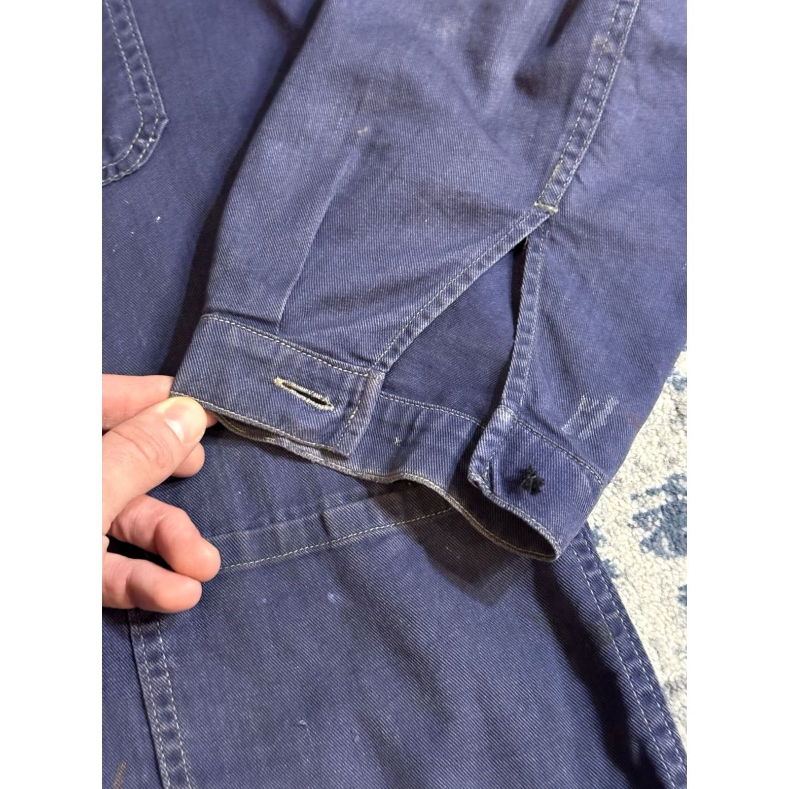 Denime VINTAGE 1950s France Denim Chore Jacket Blue Size L 50s Workwear Jacket Mens Size US L / EU 52-54 / 3 - 5 Thumbnail