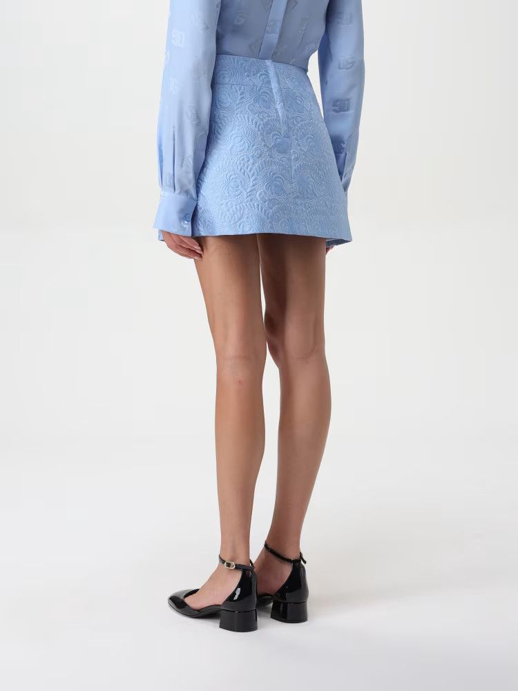 Dolce & Gabbana o1s22i1n1024 Jacquard Matel Mini Skirt in Light Blue Size 28" / US 6 / IT 42 - 3 Thumbnail