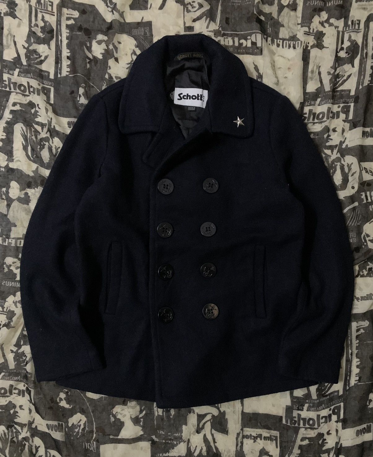 Schott 💥Schott Nyc Double-Breasted Navy Jacket Size S / US 4 / IT 40 - 2 Thumbnail