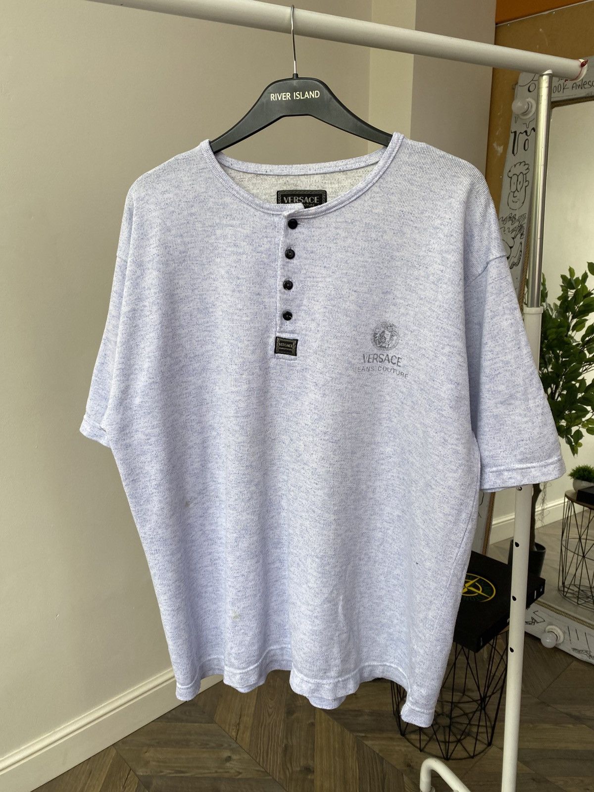 Versace × Versace Jeans Couture × Vintage VINTAGE VERSACE JEANS COUTURE HALF BUTTON DOWN T SHIRT Size US L / EU 52-54 / 3 - 1 Thumbnail