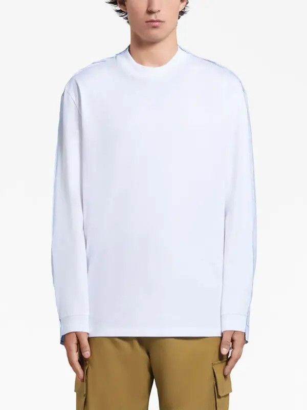 Marni o1w1db10125 Contrasting Panel-Detail Cotton T-Shirt in White Size US L / EU 52-54 / 3 - 4 Thumbnail