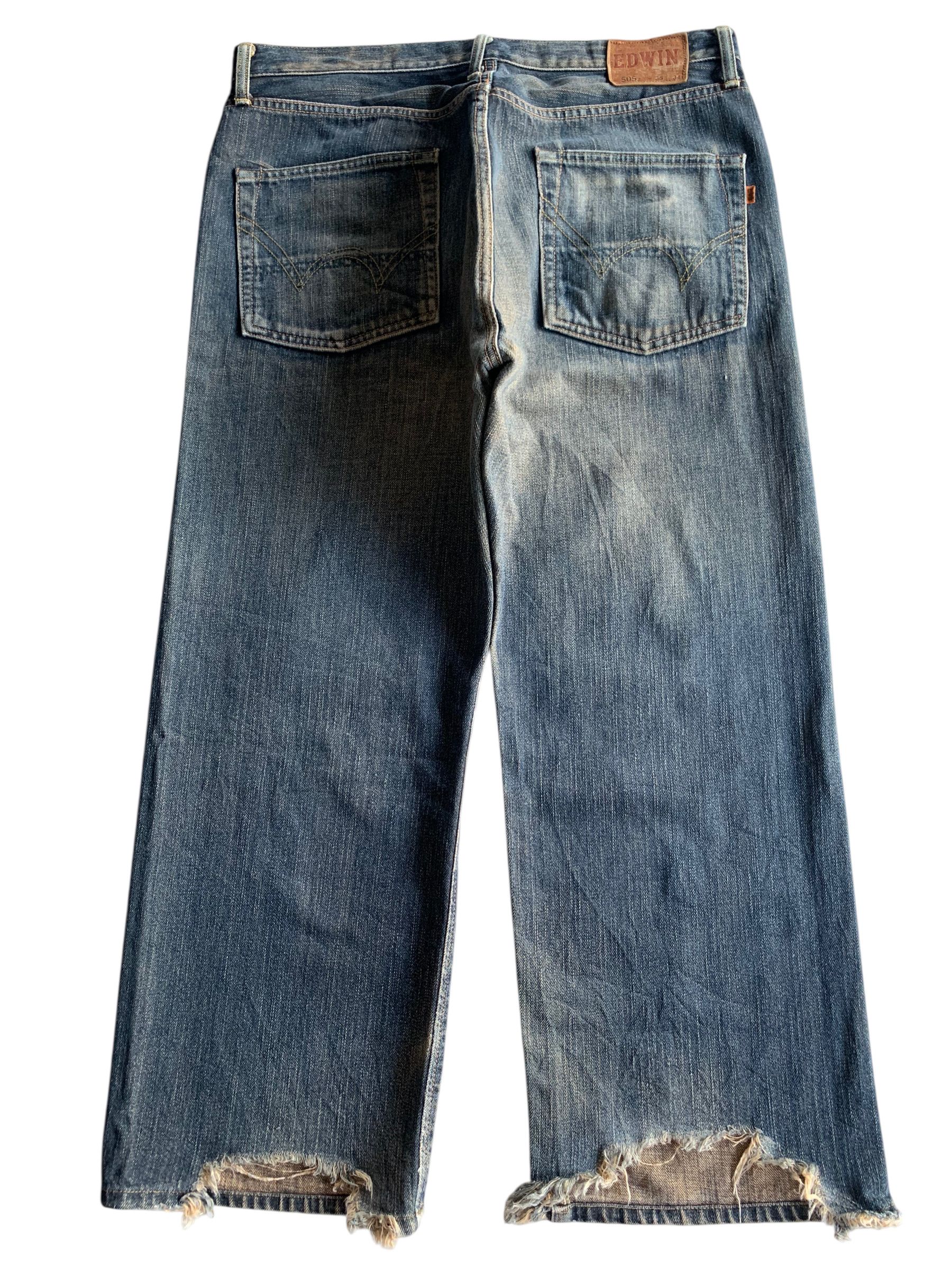 Edwin VINTAGE EDWIN 505Z BAGGY SELVEDGE RUSTY DISTRESSED DENIM Size US 36 / EU 52 - 3 Thumbnail