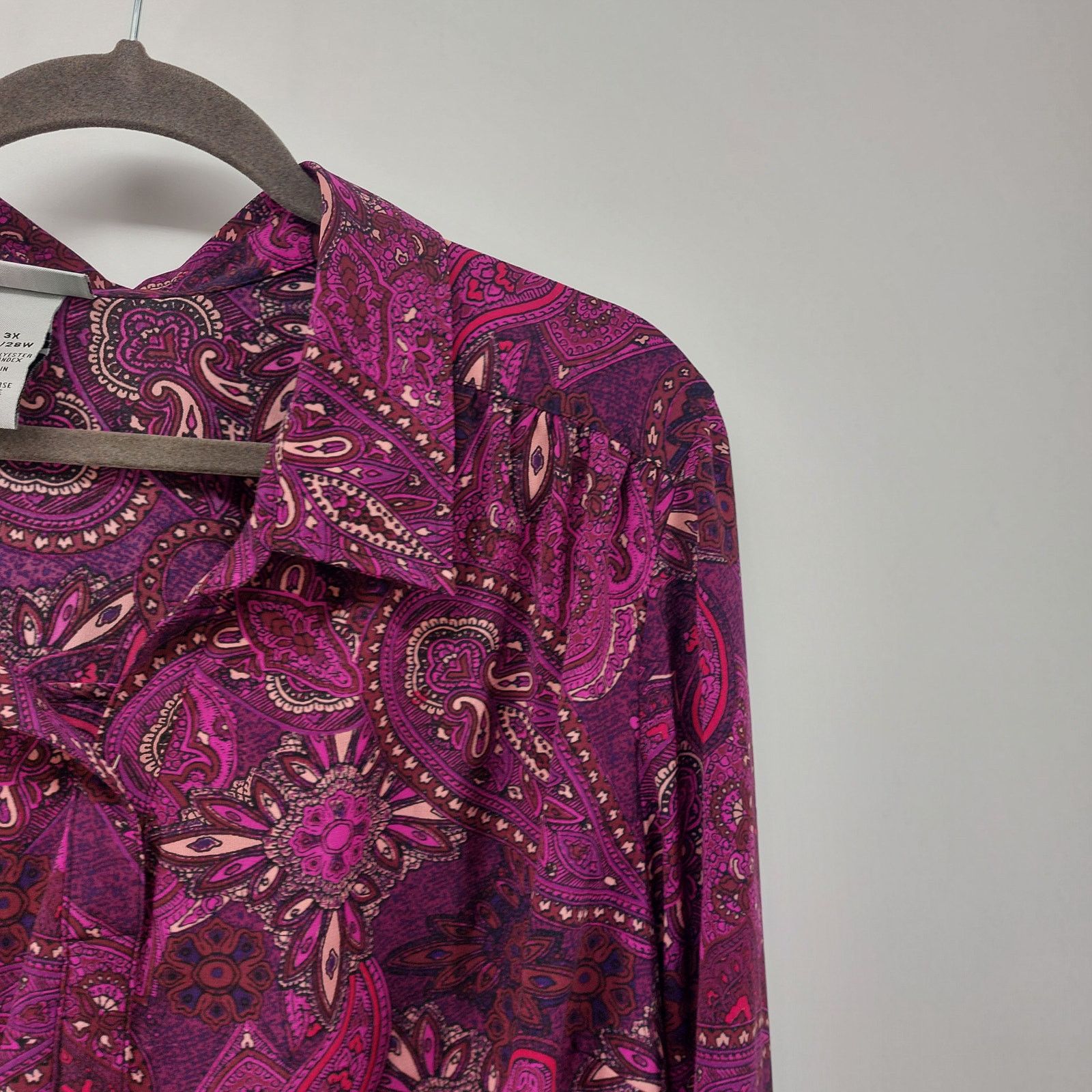 Other Catherines Womens Pink Paisley Blouse 3x (26/28W) Button-Tab Size 3XL / US 20-22 - 6 Thumbnail