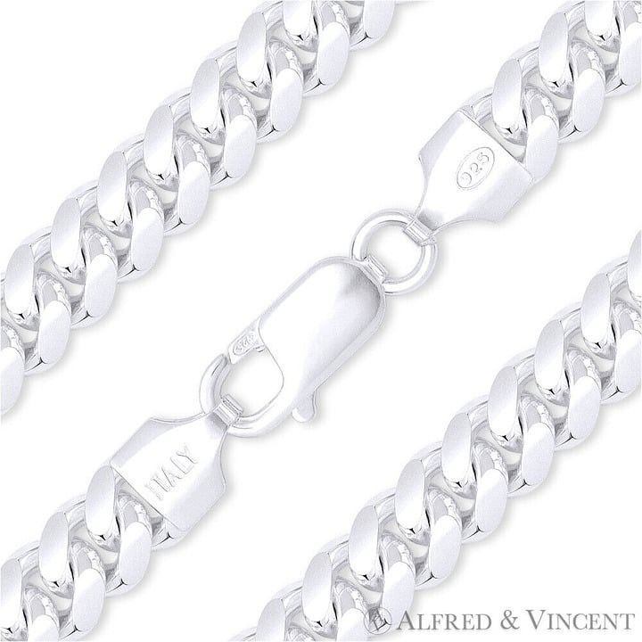 Miami Curb Link Italian Necklace in .925 Sterling Silver