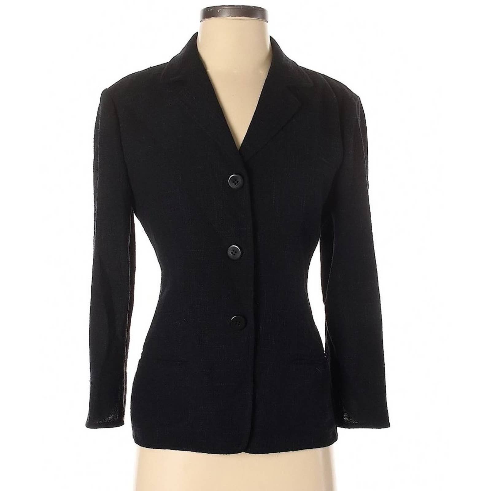 image of Armani Collezioni 90's Classic Minimalist Black Blazer Jacket, Women's (Size Small)