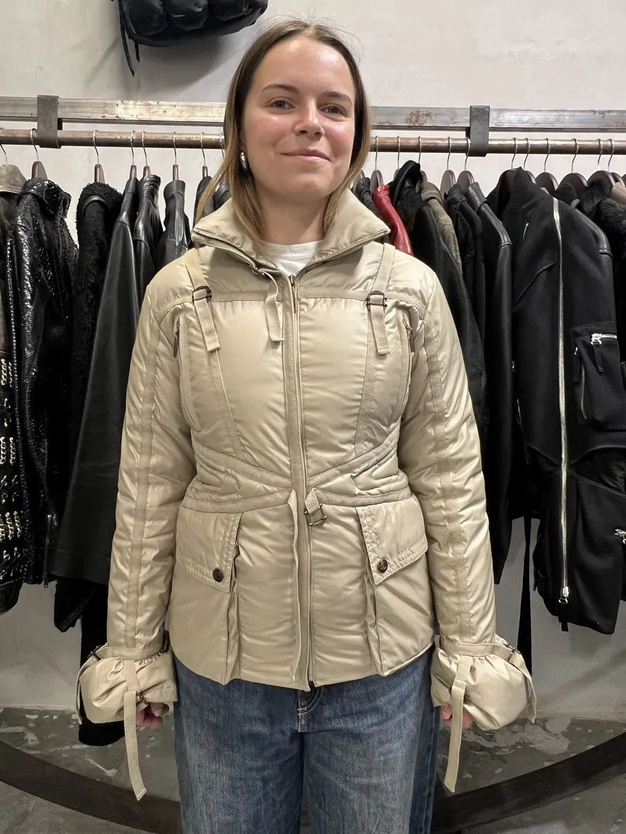 Roberto Cavalli × Vintage 2000s Cavalli Beige Harness Puffer Bondage Jacket Size S / US 4 / IT 40 - 3 Thumbnail