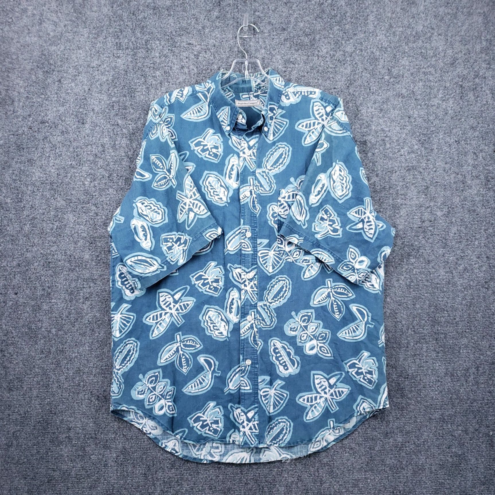 Bugle Boy Bugle Boy Shirt Mens L Large Button-Down Blue Hawaiian Tropical Short Sleeves Size US L / EU 52-54 / 3 - 2 Thumbnail