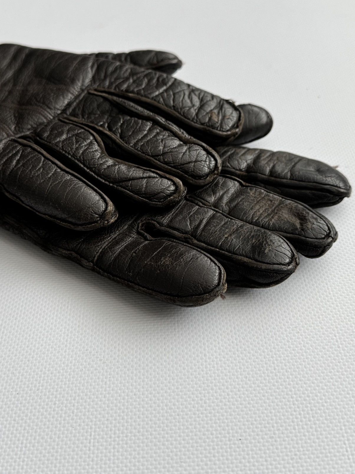 Vintage 1960s Vintage European Motorcycle Brown Leather Gloves Size ONE SIZE - 4 Thumbnail