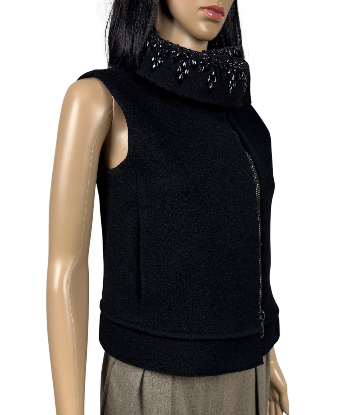 Emporio Armani Emporio Armani Full-Zip Vest Wool-Cotton Decorated Stones 40 Size S / US 4 / IT 40 - 3 Thumbnail