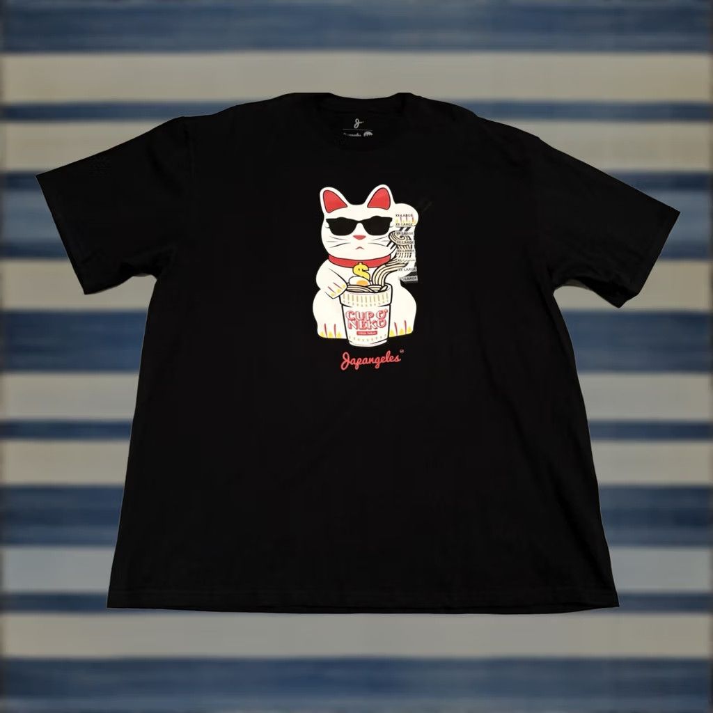 Vintage Japangeles Kitty Cat Ramen Noodles Black T-Shirt 2XL Men Short Sleeve Cotton Shirt Mens XXL Black Katto Noodle logo? Size US XXL / EU 58 / 5 - 1 Thumbnail