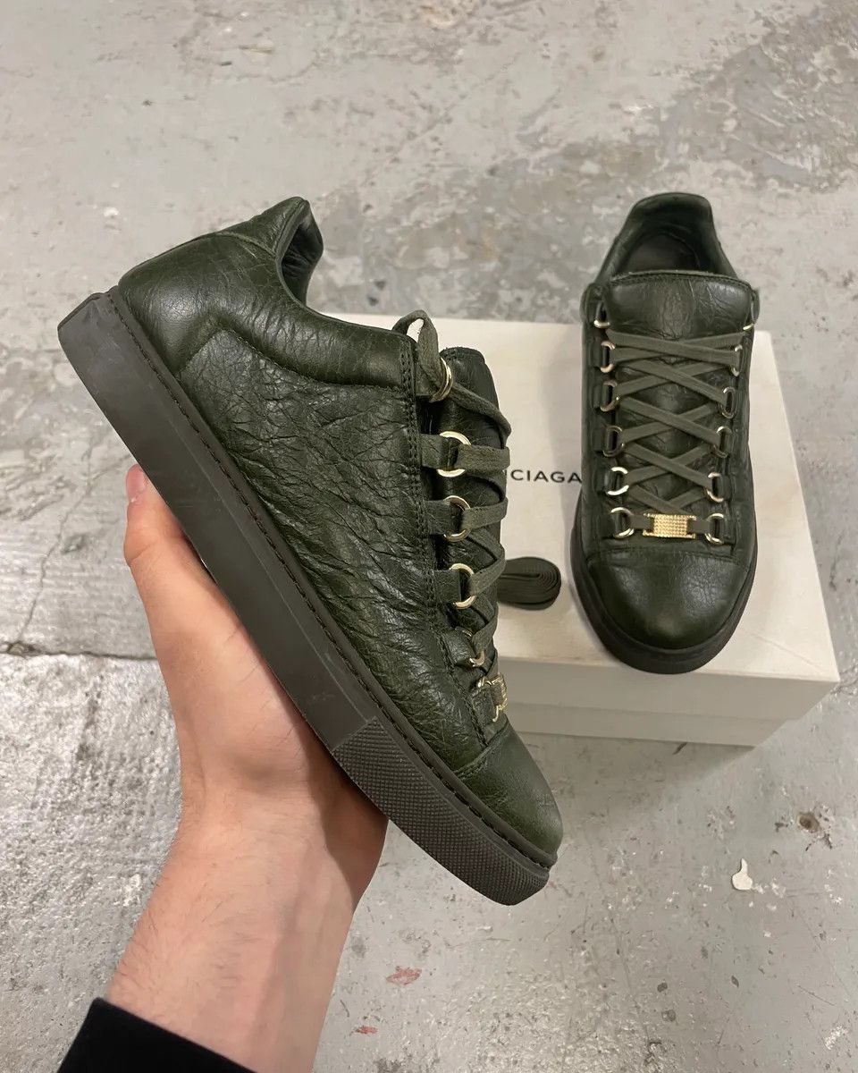 Balenciaga Arena Khaki High Leather Shoes