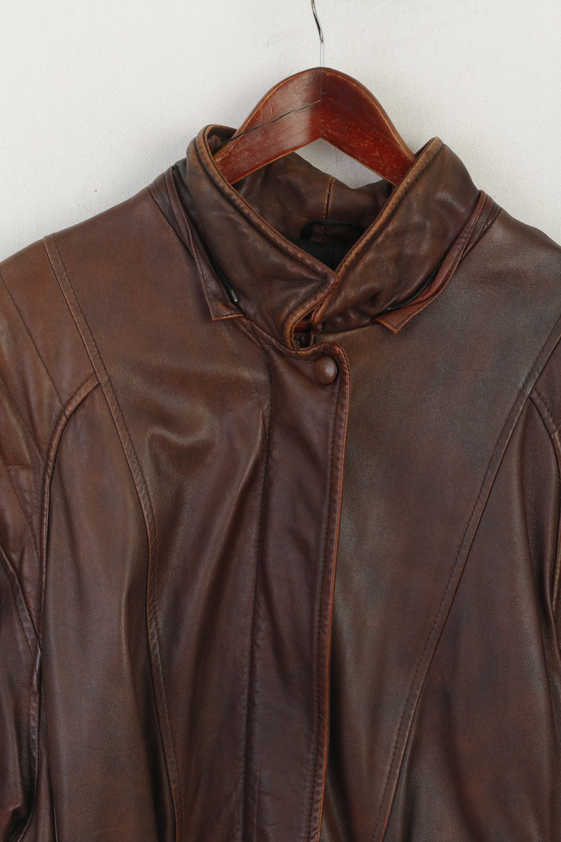 Vintage Mokka Nappa Finland Women 40 L Coat Brown 0185Leather Size L / US 10 / IT 46 - 3 Thumbnail