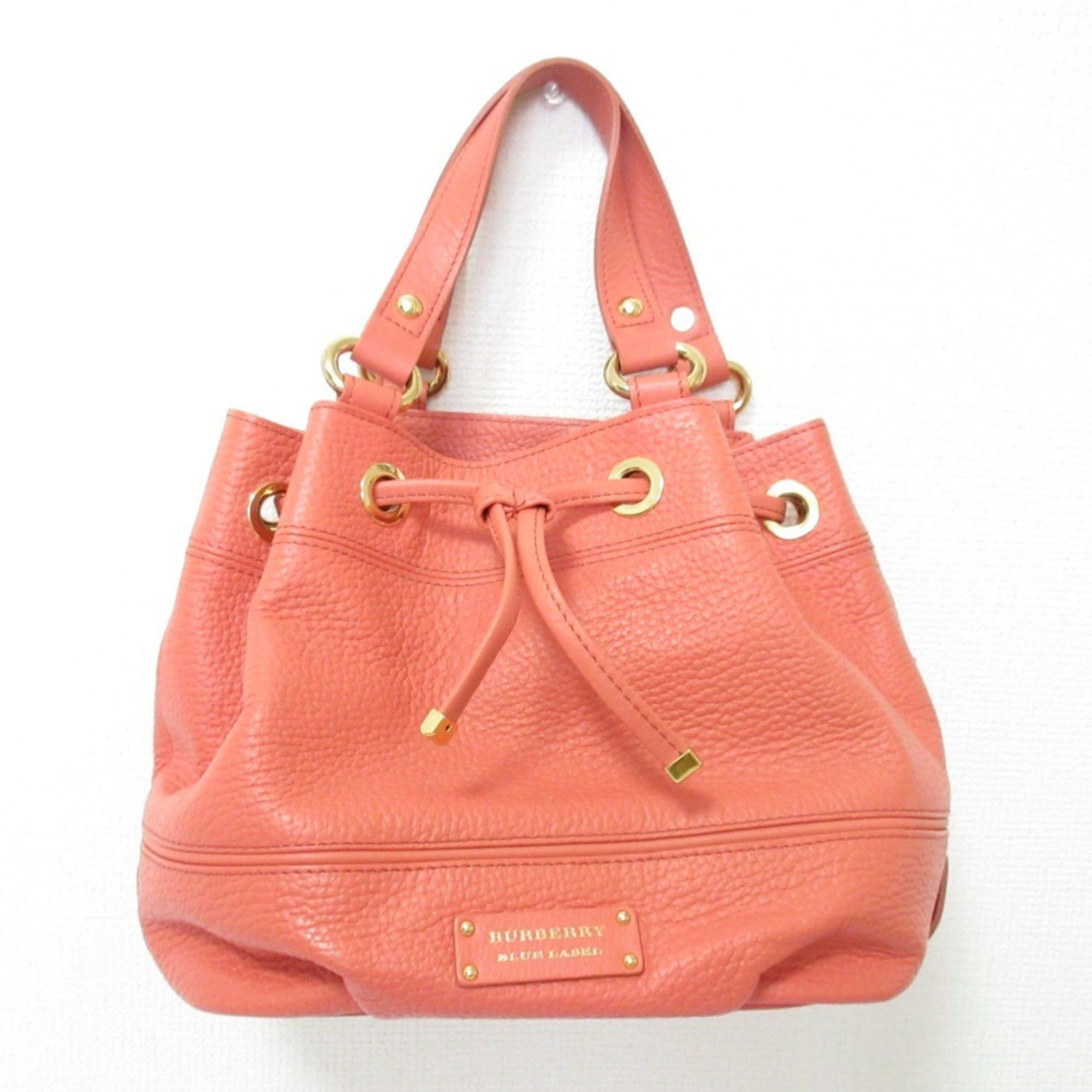 Burberry Blue Label Nova Check Liner 2Way Drawstring Bag Shoulder Pink Women's
