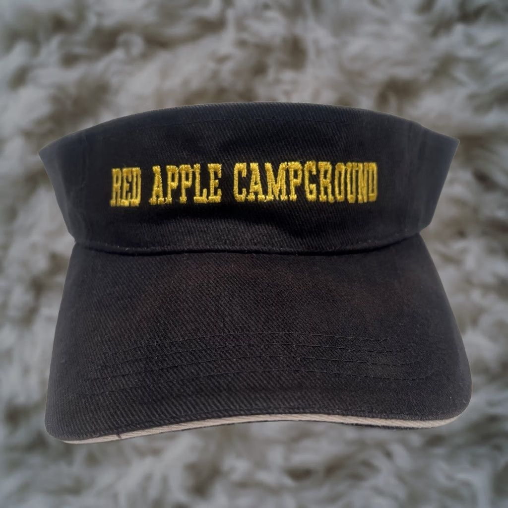 Apple Unbranded Visor Adult Adjustable Black Red Apple Campground Embroidered Cap Hat Size ONE SIZE - 1 Thumbnail