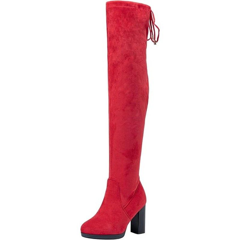 Other Vepose Women's 9.5 Red Faux Suede Thigh High Heeled Boots Size US 9.5 / IT 39.5 - 1 Thumbnail