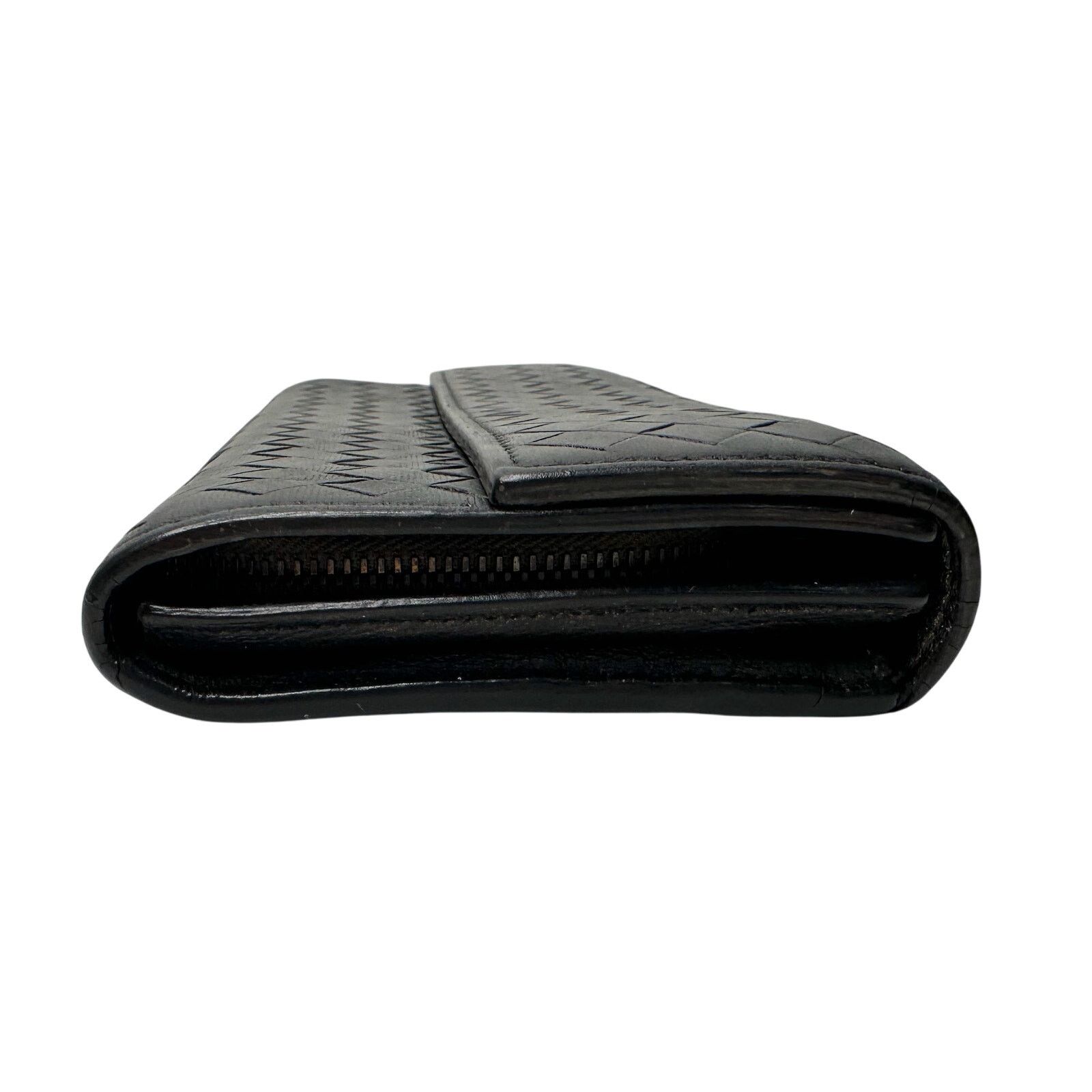 Bottega Veneta Bottega Veneta Intrecciato Woven Black Leather Long Wallet Size ONE SIZE - 12 Thumbnail