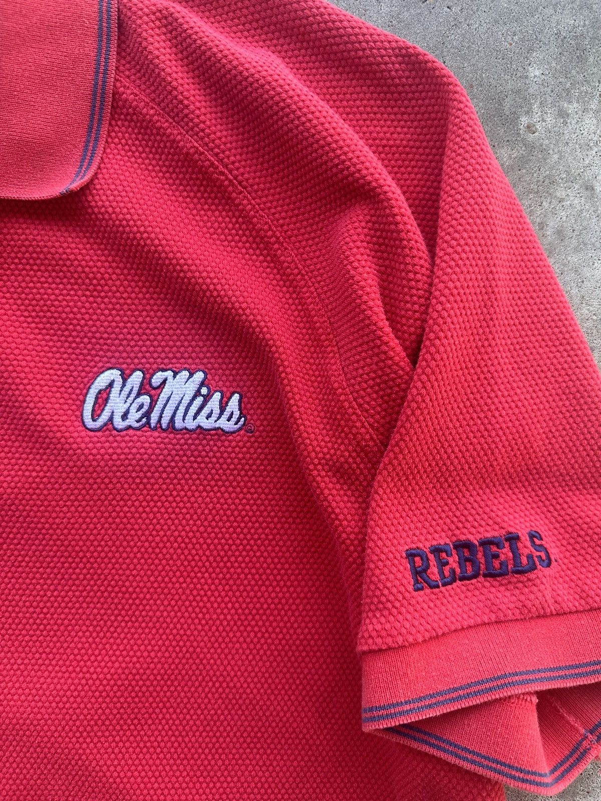 NCAA × Vintage 90s Nike Ole Miss Waffle Print Gameday Polo Size US L / EU 52-54 / 3 - 4 Thumbnail
