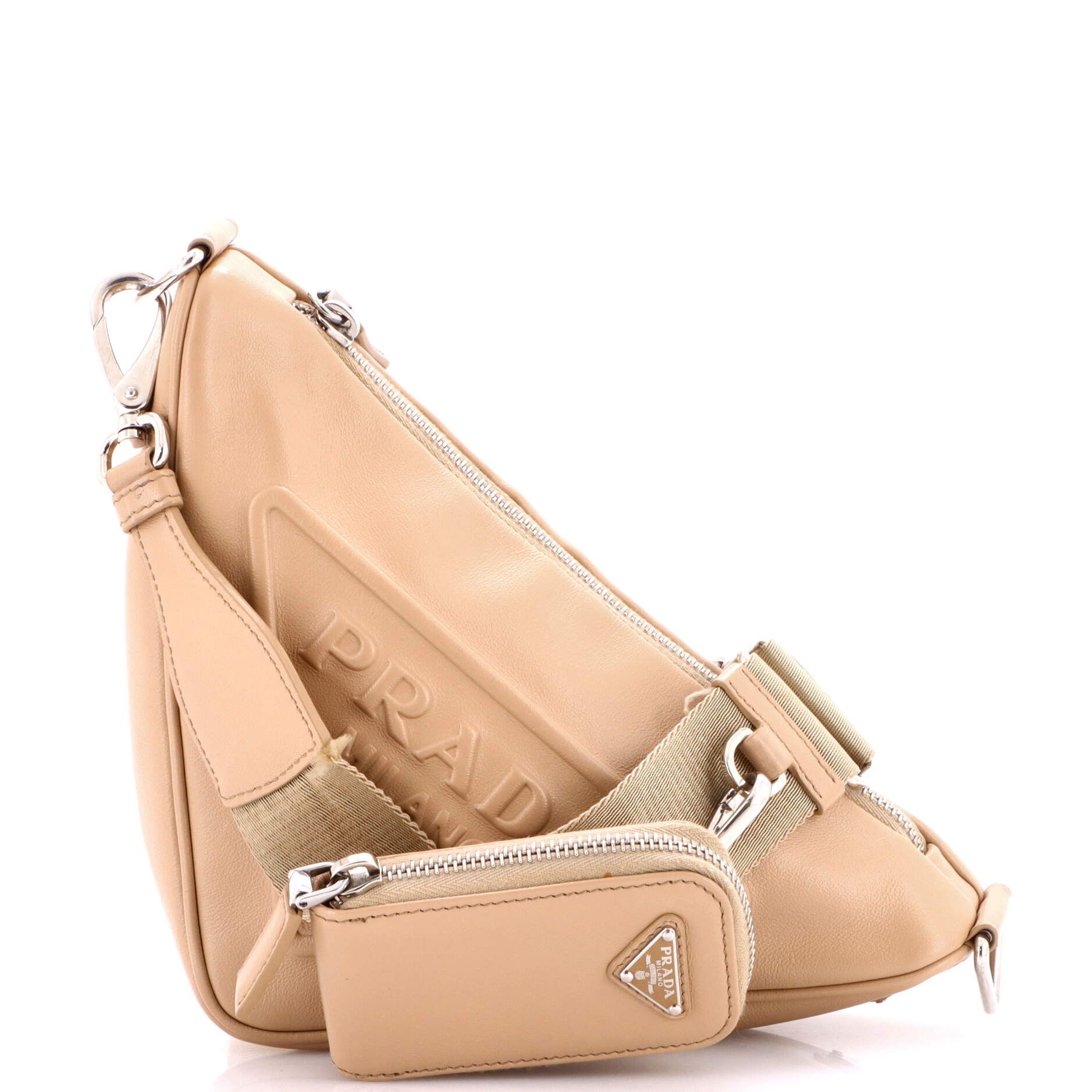 Prada Triangle Logo Zip Crossbody Bag Size ONE SIZE - 1 Thumbnail