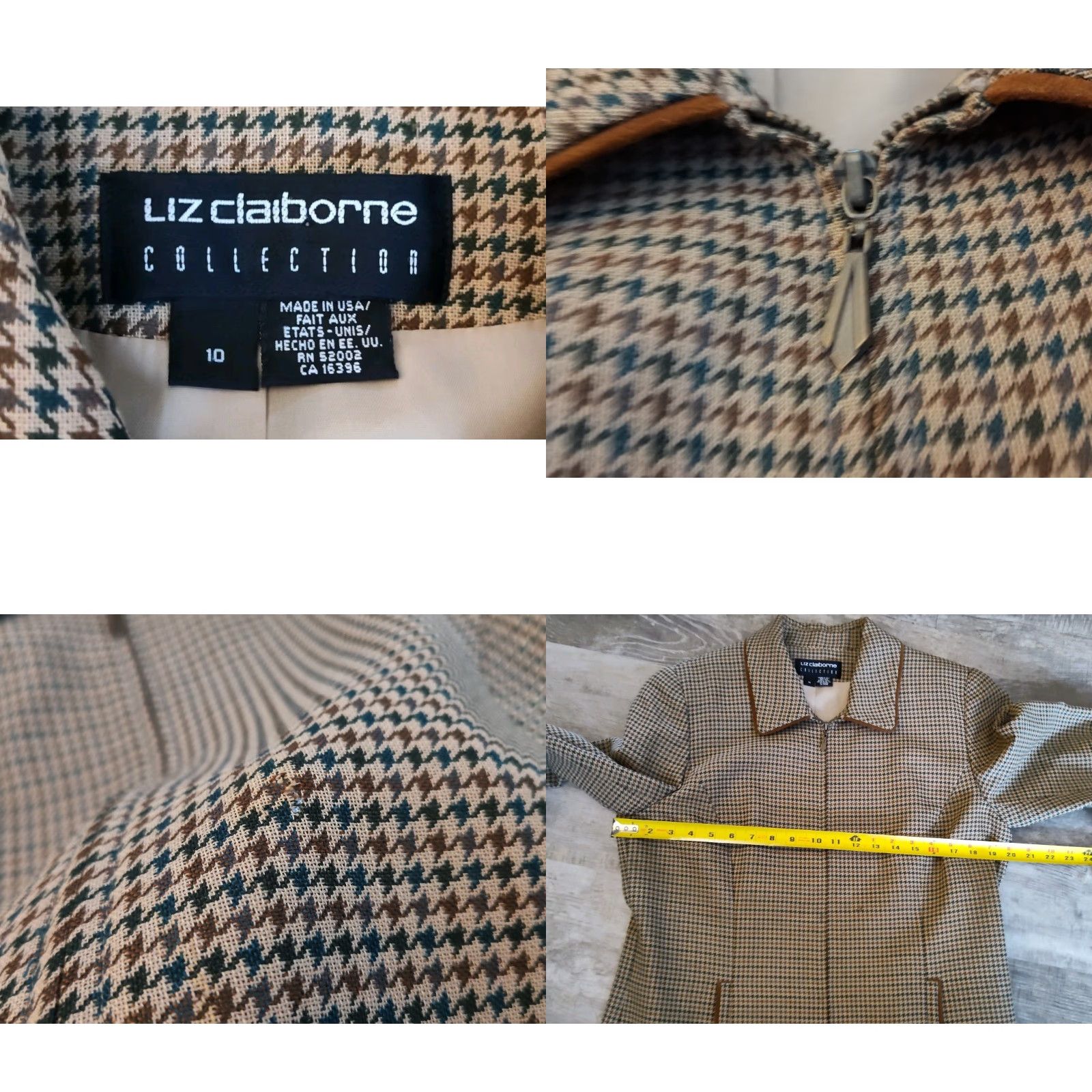 Liz Claiborne VINTAGE Liz Claiborne Women's Jacket Mid-Length Wool Blend Houndstooth 90s Casual Style Size 10 Size L / US 10 / IT 46 - 8 Thumbnail