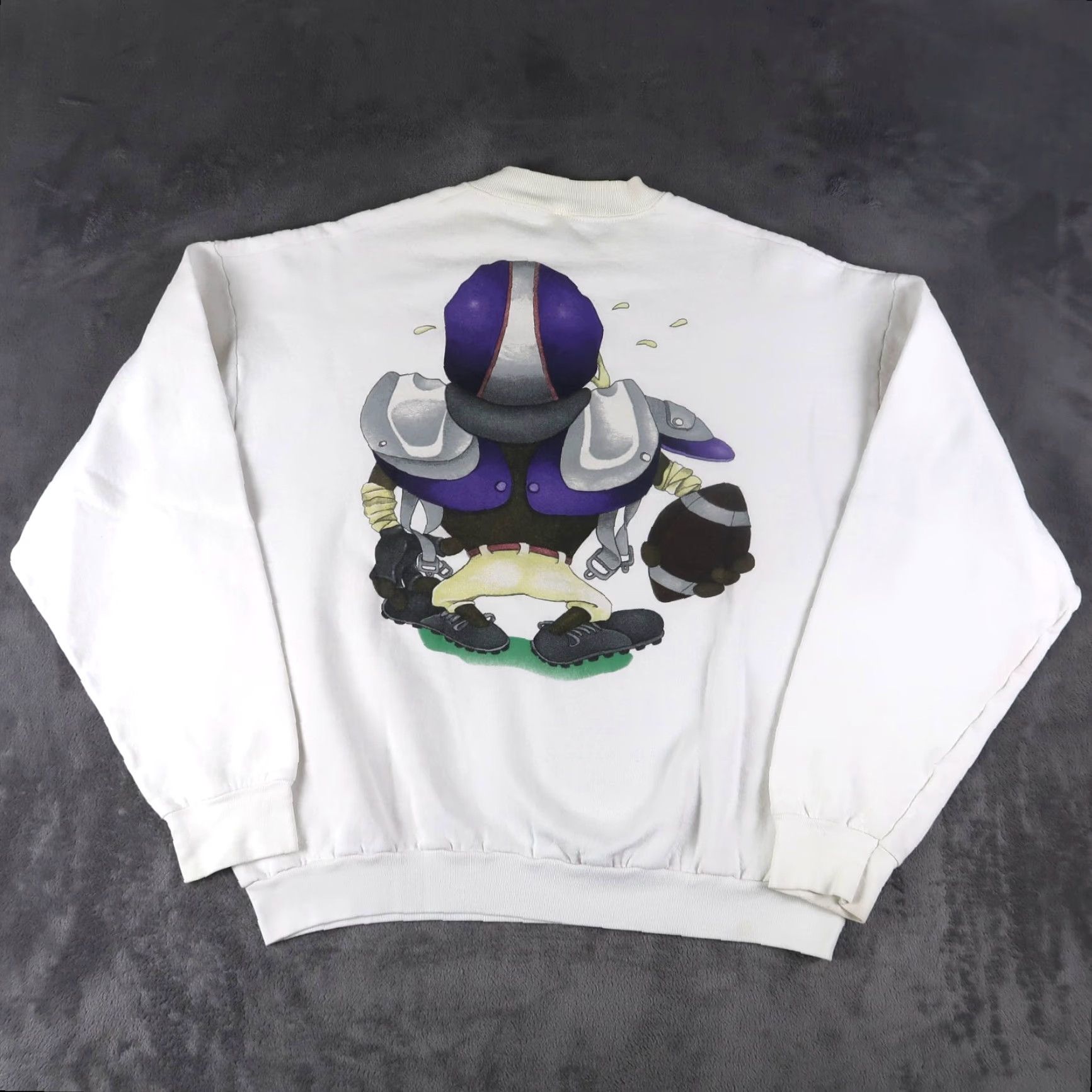 Fruit Of The Loom VINTAGE 90s Taz Looney Tunes Football Sweatshirt XL White Cotton Blend Pullover Men Size US XL / EU 56 / 4 - 2 Thumbnail