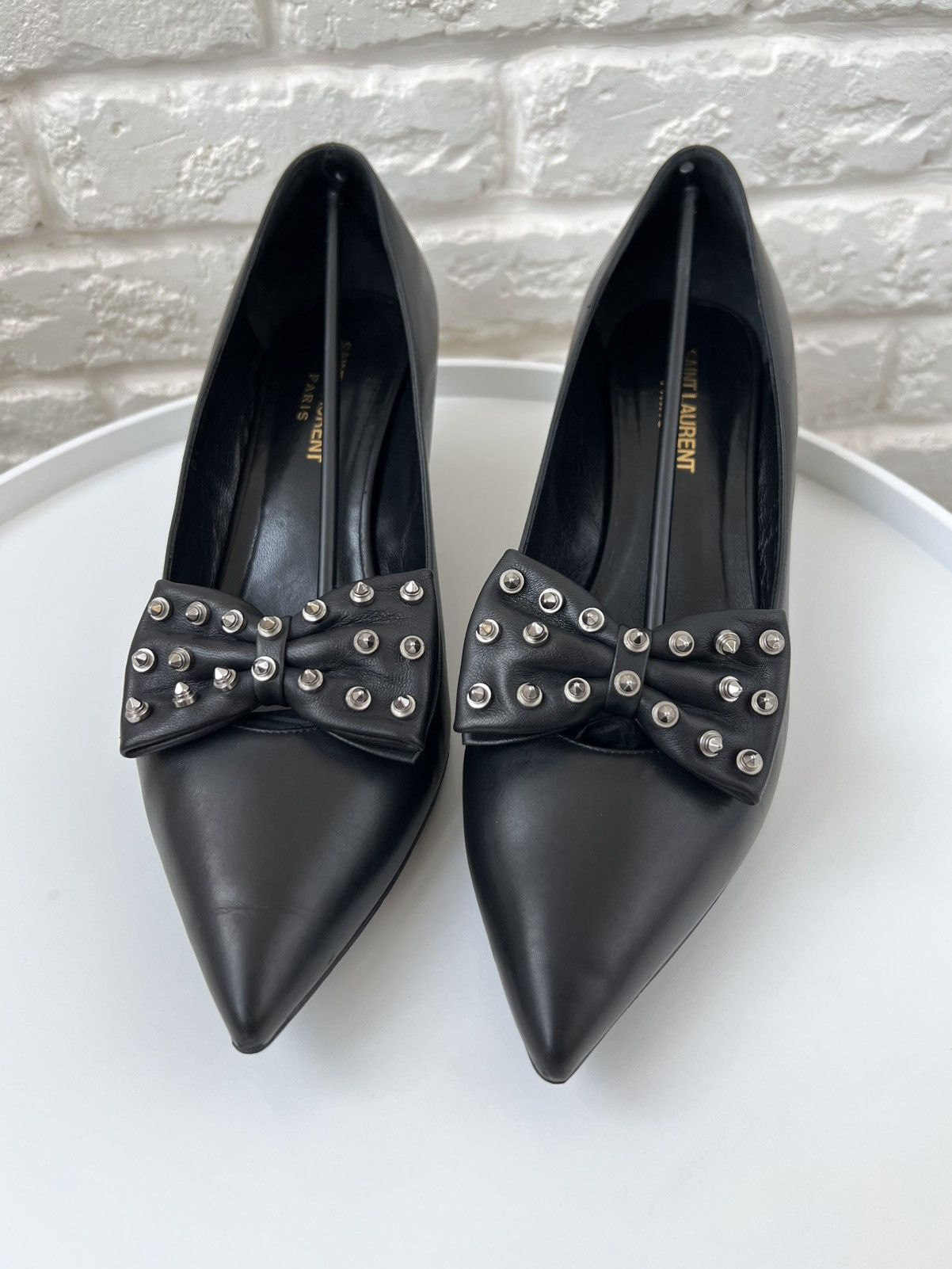 Saint Laurent Paris Saint Laurent Kitten 50 Studdeed Bow Toe Pumps Shoes Size US 9 / IT 39 - 2 Thumbnail