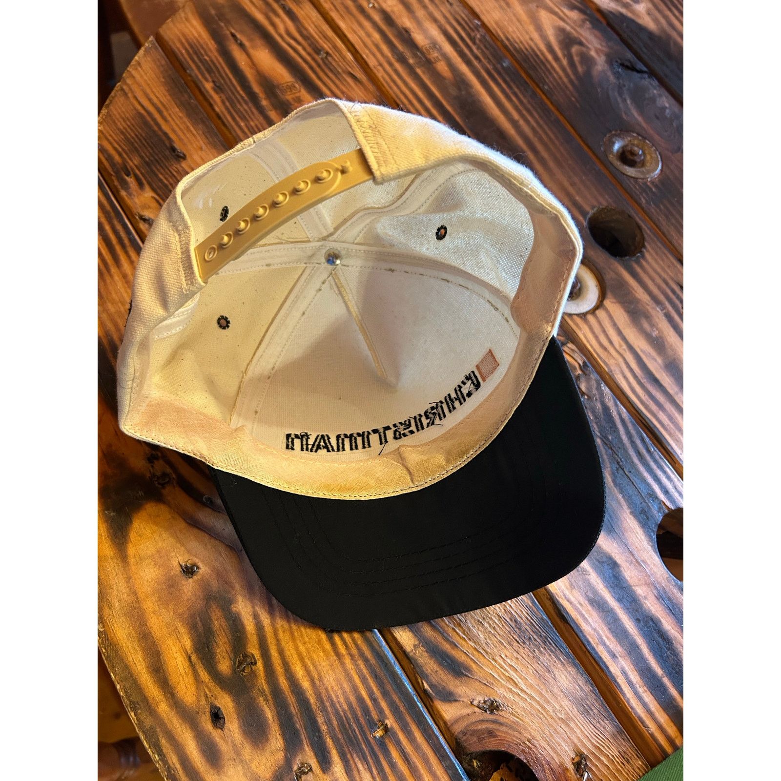 Other Vintage CHRISTMAN Snapback Hat Beige Black Workwear Size ONE SIZE - 5 Thumbnail