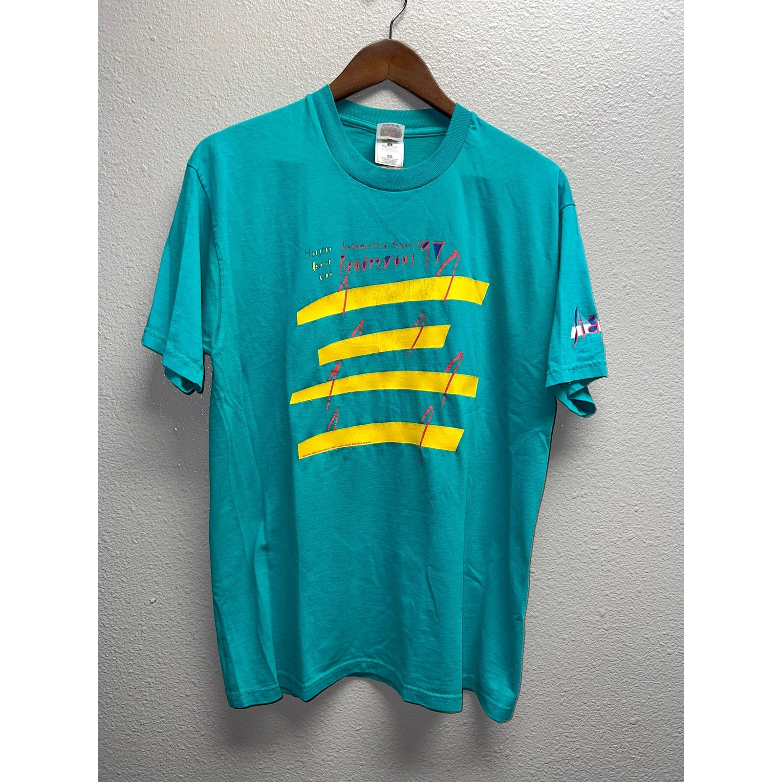 Fruit Of The Loom Vintage Canoe Shirt Houston Canoeing Club 97 Teal Tee M Size US M / EU 48-50 / 2 - 1 Thumbnail